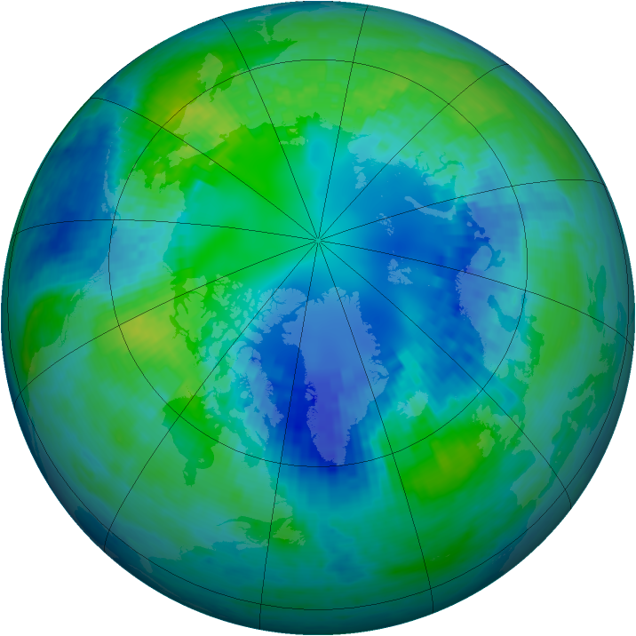 Arctic ozone map for 19 October 2004